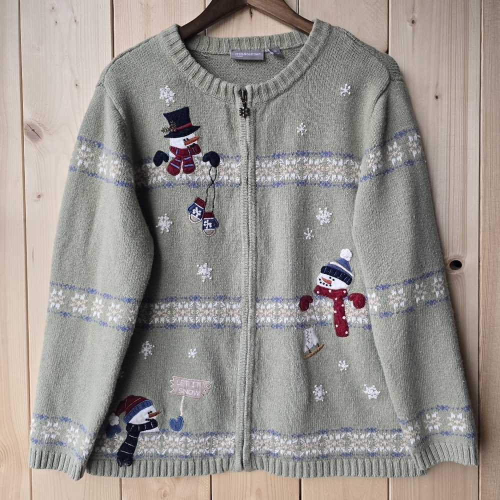 Croft & Barrow Sage Green Zip Up Cardigan Sweater Winter Christmas Womens 1X